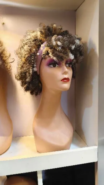 Babe curl afro puff headband wig 